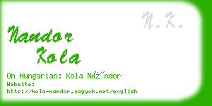 nandor kola business card